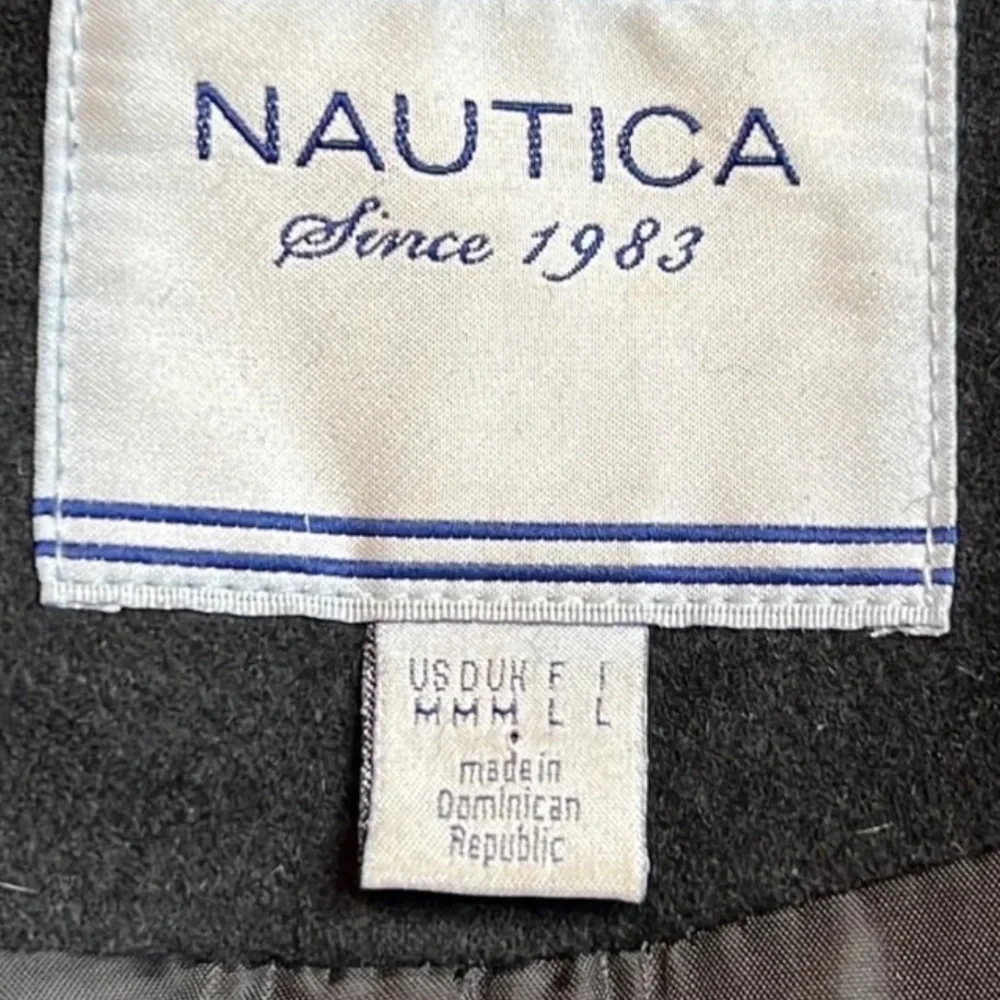 NAUTICA Black WITH GRAY FUR WOOL PARKA TOGGLE TUSK BUTTON PENNY LANE COAT M - Picture 8 of 10